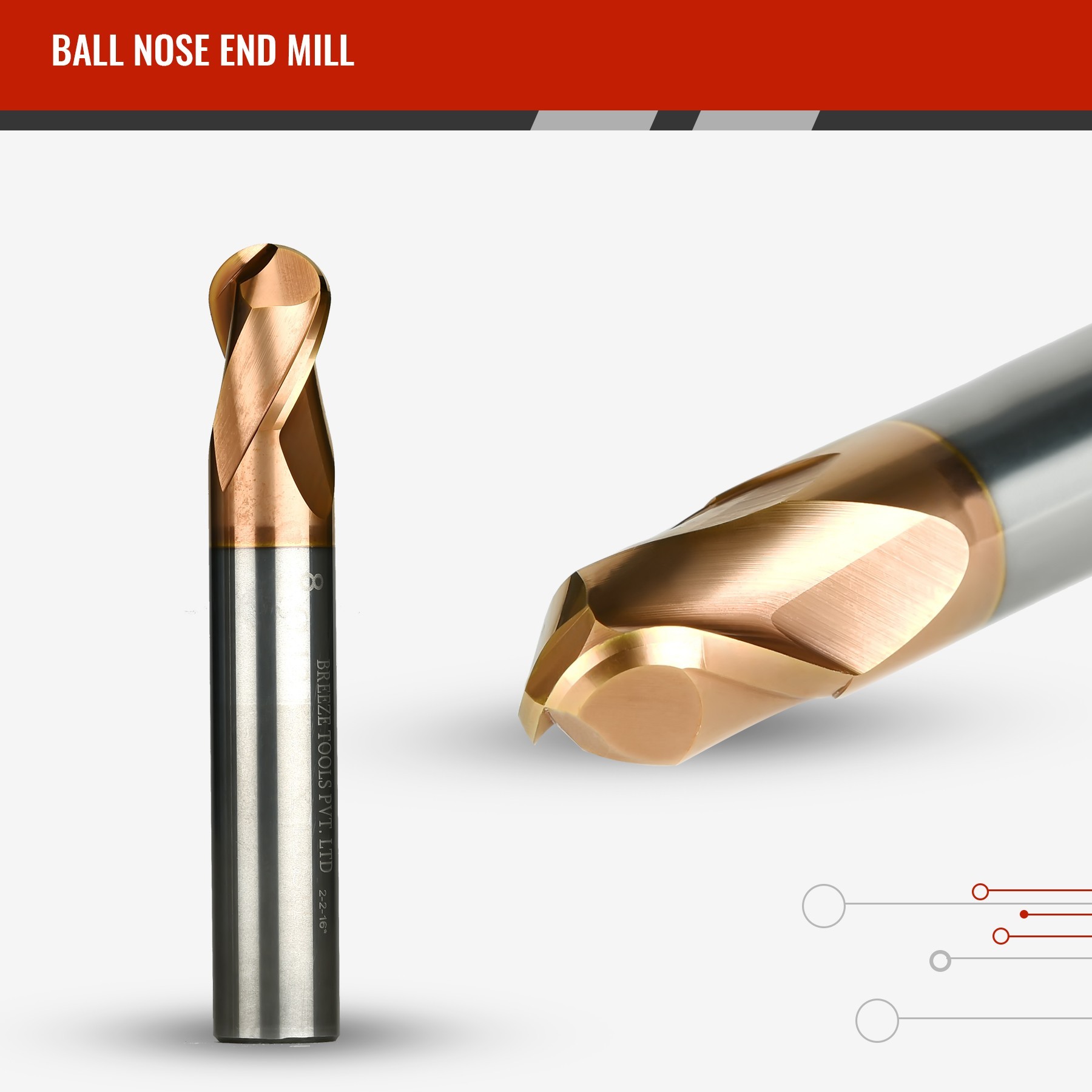 Ball Nose Endmill 2 Flute